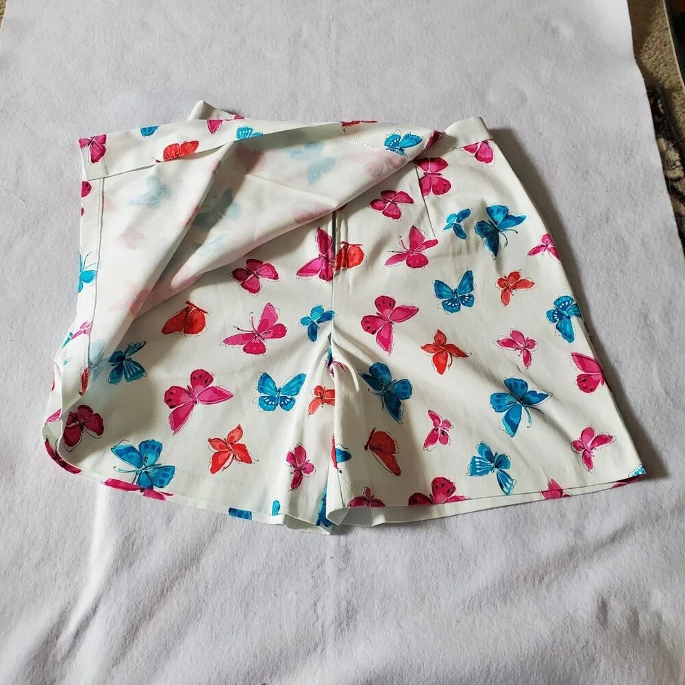 Briggs New York Skort Size 16 White Pink & Blue Butterflies Cotton Spandex - Picture 15 of 16